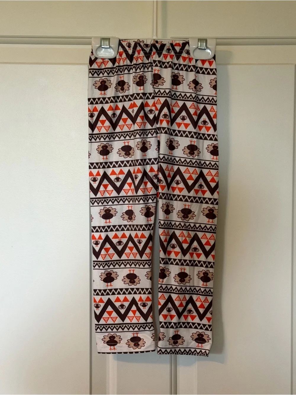 Girls Brown Turkey Appliqué Matching Set with Printed Scarf & Leggings